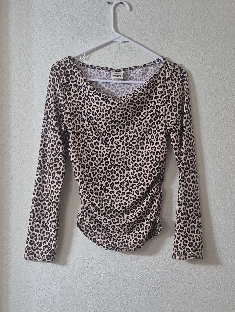 Women's Long Sleeve Leopard Print Top in Beige/Black